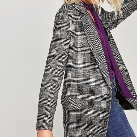 Zara Double Breasted Checked Blazer - Picture 6 of 9